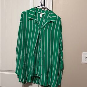 Green Striped Women's Top
